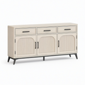 Sideboard in Beige und Schwarz, 150 × 40 × 80 cm, mit 3 Türen und 3 Schubladen, moderner Landhausstil