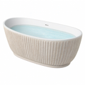Freistehende Badewanne mit Rillenoptik und Überlauf, 170 × 80 × 60 cm, Weiß und Beige