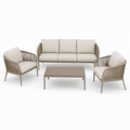 4-teiliges Gartenmöbel-Set Beige/Taupe – 3-Sitzer 190 × 78 × 78 cm, 2 Sessel 78 × 76 × 78 cm, Tisch 100 × 55 × 38 cm