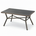Rechteckiger Metall-Gartentisch mit Lamellenplatte, 150 × 90 × 72 cm, Dunkelgrau/Taupe