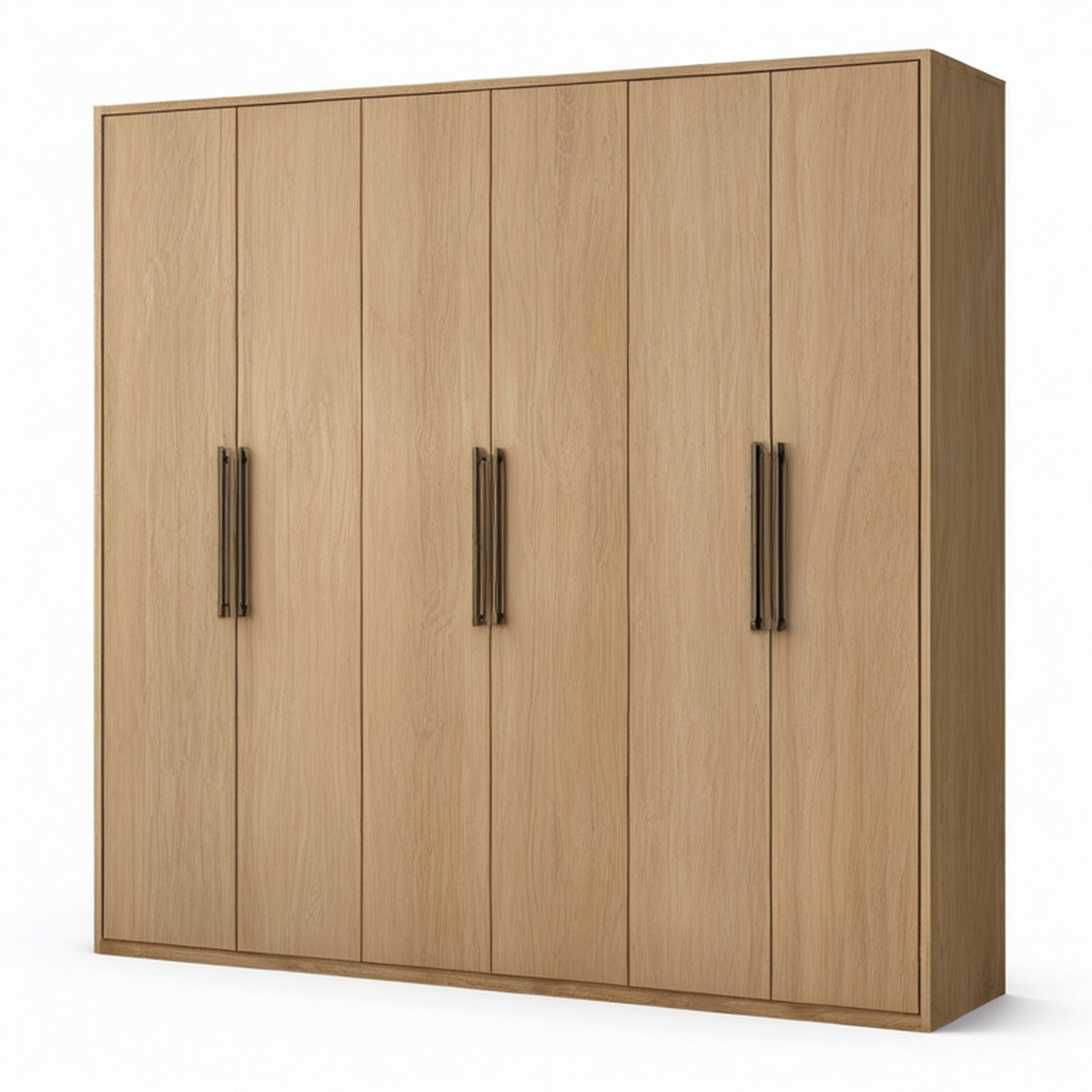 Moderner Kleiderschrank mit 6 Türen, 240 × 52 × 220 cm, Eichefarben und Schwarz