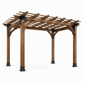 Freistehende Gartenpergola mit offenem Lamellendach, 427 × 305 × 244 cm, Braun und Schwarz