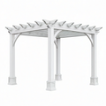 Freistehende Holzpergola in Weiß mit offenem Lamellendach, 366 × 366 × 254 cm