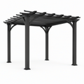 Freistehende Metallpergola mit offenem Lamellendach, 300 × 300 × 250 cm, Schwarz