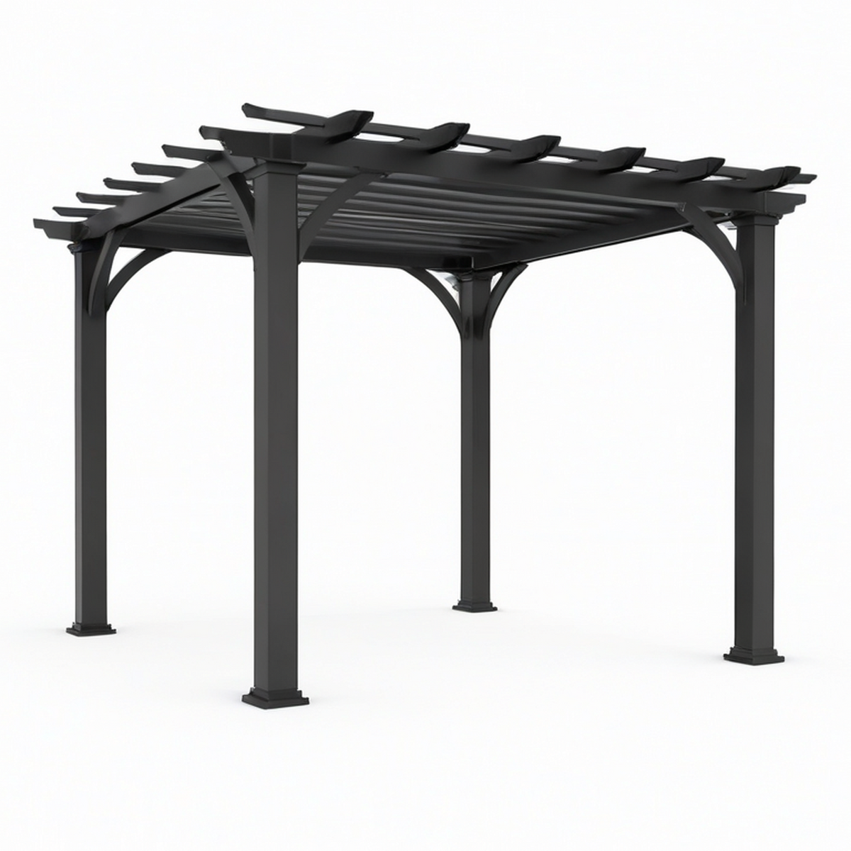 Freistehende Metallpergola mit offenem Lamellendach, 300 × 300 × 250 cm, Schwarz